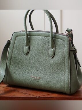 kate spade Knott Small Satchel Sage Green Pebbled Leather Crossbody